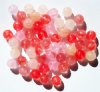 25 8mm Round Strawberry Marble Glass Bead Mix